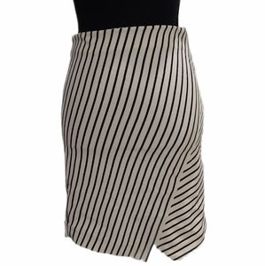 Ann Taylor Loft Short Straight Striped Skirt Cream